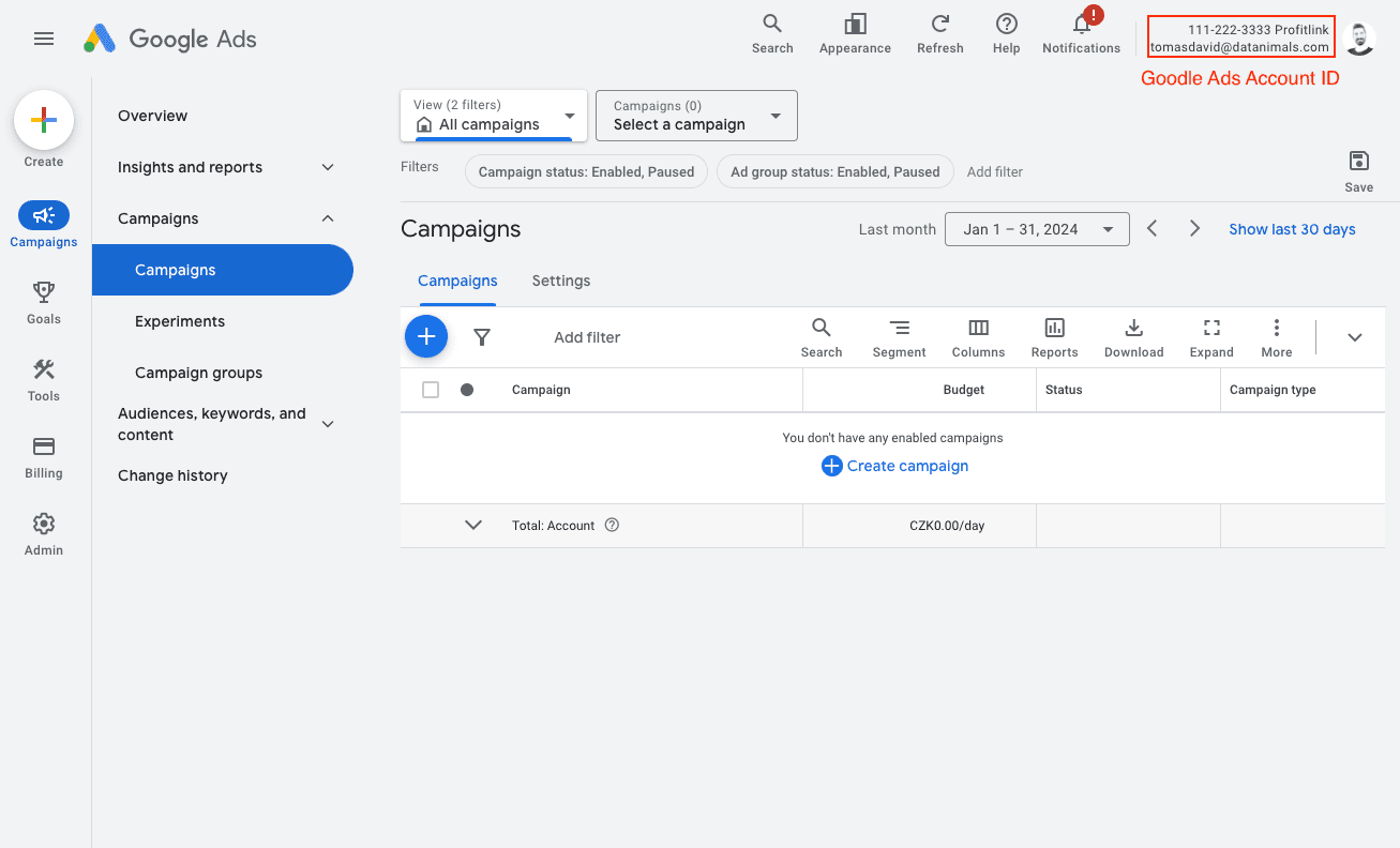 Profitlink Google Ads Account Id